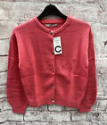 Girl's Cubus As Wool Blend Pink Knit Heart Button Cardigan Sweater Size: 146/152