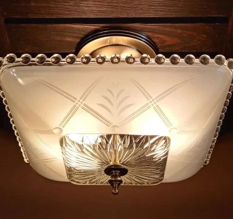 Antique/Vtg 1930s-40s Art Deco Nouveau Victorian Glass Ceiling Light  Fixture Cover