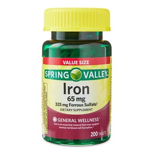 Spring Valley Iron Tablets Dietary Supplement Value Size, 65 mg, 200 Count - Picture 1 of 4