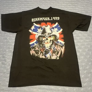 NWOT Vintage Single Stitch Air Waves Skull Cowboy Rebel TShirt Adult XL Black - Picture 1 of 6