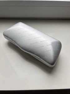 NEW BALENCIAGA GLASSES CASE SILVER METAL AUTHENTIC W/ CLOTH - Picture 1 of 6