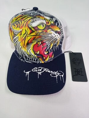 Gorra Ed Hardy Tiger blanca/negra Bill Trucker Snapback OSFA Foto 1 de 4