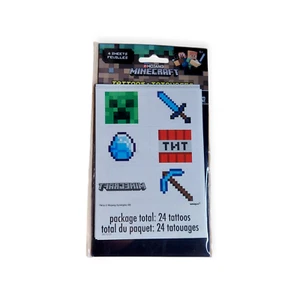 Minecraft Birthday Party Temporary Tattoos Party Bag Fillers 24 Pack - Picture 1 of 2