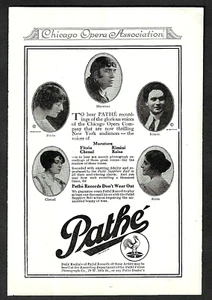 1918 PATHE RECORDS AD ~ CHICAGO OPERA ~ MURATORE, RIMINI, RAISA, FITZIN, CHENAL - Picture 1 of 1
