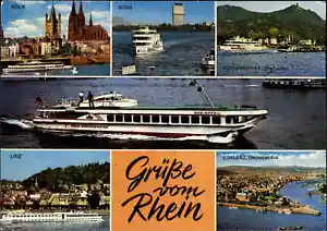 Rhein Schiff Rhine Ship Fahrgastschiff RHEINPFEIL u.a. Mehrbild-AK gebr. 1982 - Picture 1 of 2
