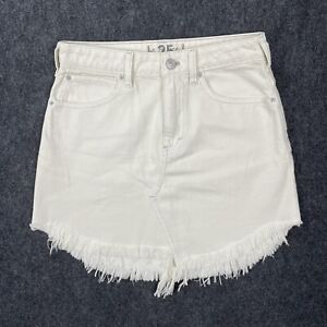 We The Free By Free People Size 25 Bailey Denim Skirt Washed Ivory Cream EUC
