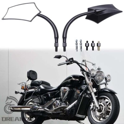 Black Wing Style Motorcycle Mirrors For Yamaha V Star 1300 1100 950 650 XVS650 - Image 1 of 4