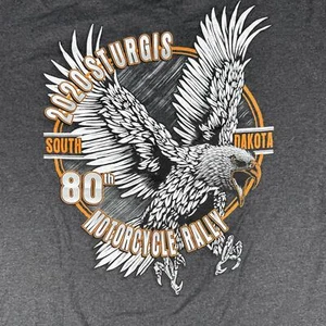 2020 Sturgis 80th Rally T-Shirt 3XL Gray Eagle Graphic South Dakota Biker Tee - Picture 1 of 5
