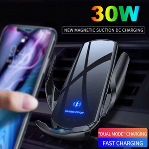 30W Car Wireless Charger Automatic Clamping Phone Holder For iPhone 16 15 14 13 - Picture 1 of 12
