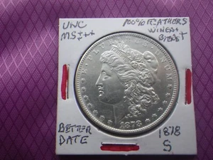 1878S MORGAN SILVER$-UNC-MS++++SHARPEST DETAILS-COMPLETE BREAST&CHEST FEATHERS! - Picture 1 of 12