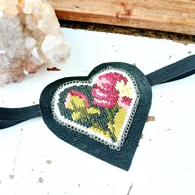 OOAK Rose Heart Beaded Eye Patch, Adjustable Costume Accessory Vision Ocular Aid - Image 1 of 4