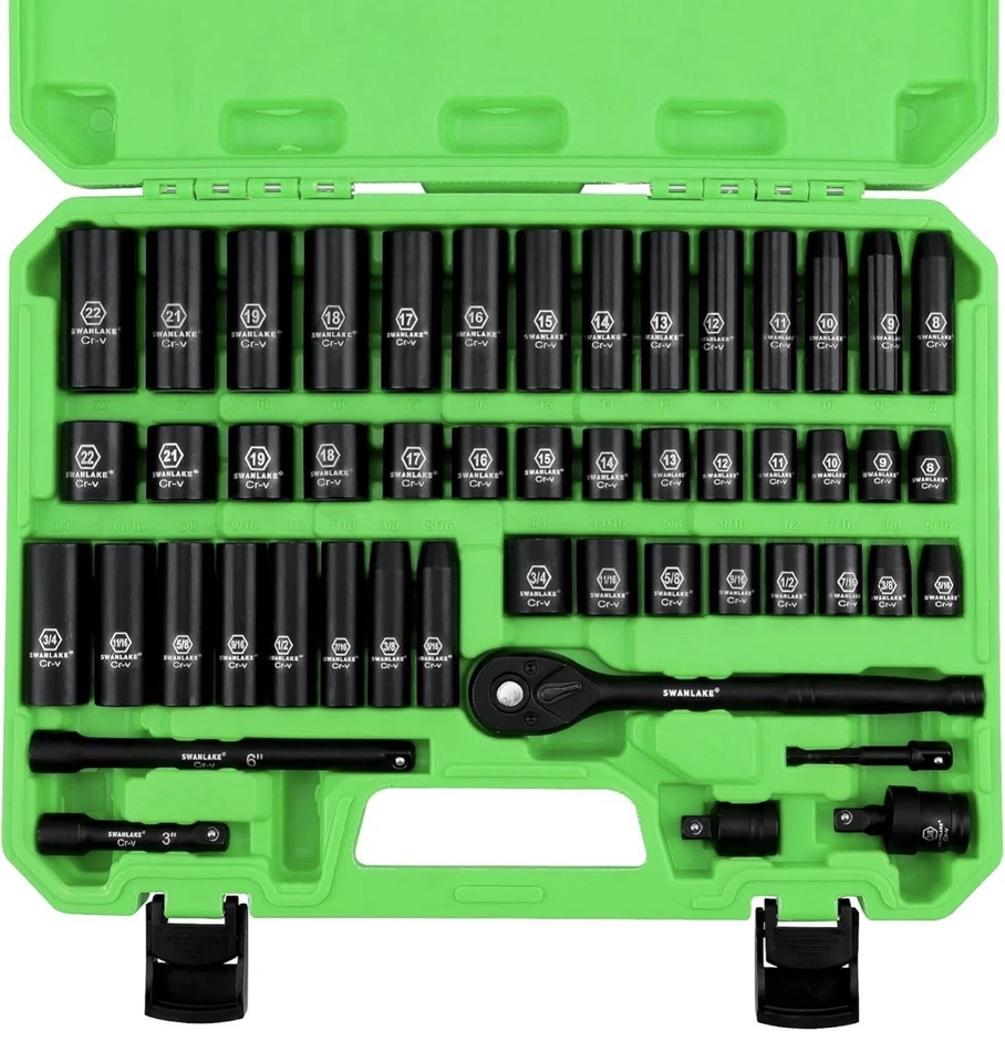 SWANLAKE GARDEN TOOLS 3/8 Drive Impact Socket Set, 50-Piece Standard SAE 5/16... - Image 1 of 4