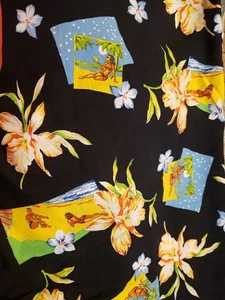 Vintage Hawaii Druck Stoff 3 Yards von 60" W Marineblau Aloha - Bild 1 von 1