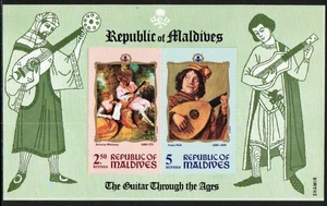 Malediven Stempel 337a - Gemälde von Gitarristen - Bild 1 von 1