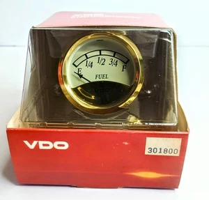 Vintage VDO Fuel Gauge Antique Gold Bezel Cream Face New! Series 1 52mm 1990s - Picture 1 of 5