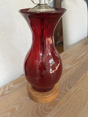 BLENKO Table Lamp and Round Finial Ruby Red - Image 1 of 4