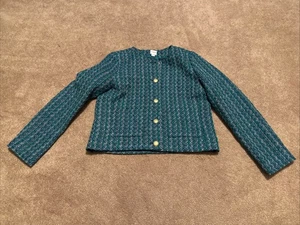 J Crew Gr. 8 blau Tweed Goldknöpfe Blazer Damen Jacke - Bild 1 von 12