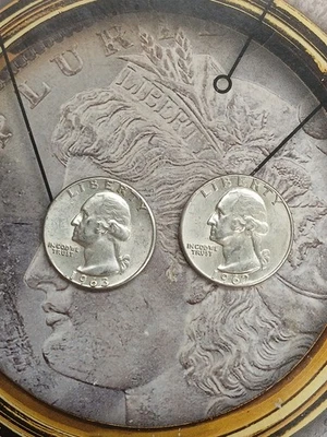 Silver 1962 P  1963 P  Washington Quarters  TP-9647 - Image 1 of 2