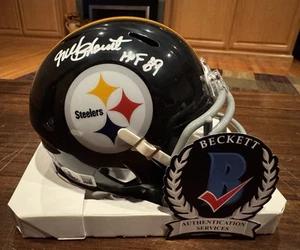 Mel Blount Autografo Pittsburgh Steelers Throwback Mini Casco HOF 89 Beckett - Foto 1 di 11