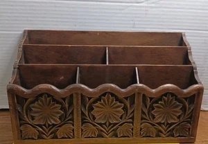 Carrito organizador de escritorio polinesio Lerner Tiki Bar años 60 buzón de correo imitación madera - Imagen 1 de 11