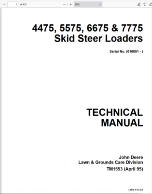 John Deere 4475 5575 6675 7775 minicarregadeiras manual de serviço técnico USB - Imagem 1 de 2