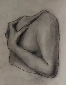 Antike Zeichnung Kohle Akt Frau Portrait - Bild 1 von 8