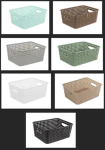 New Multi Purpose Plastic Woven Rectangle baskets Organizer - Picture 1 of 15