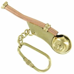 Whistle Shaped Brass Nautical Key Ring Keychain key Fob key ECs - Picture 1 of 1