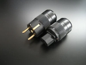 High-end earthing plug + cold unit connector IEC Schuko gold-plated - Picture 1 of 5