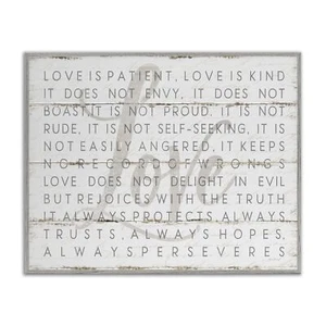 Stupell Industries Love Is Patient Grey on White Planked Look Framed Giclee A... - Picture 1 of 10