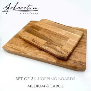 Set 2 tagliere e servizio in legno - legno duro rovere fatto a mano UK - Foto 1 di 9