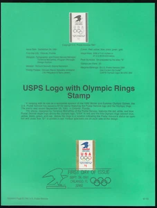 US. SP951. 2539. $1. USPS/Olympic Rings. Souvenir Pages. 1991 - Picture 1 of 1