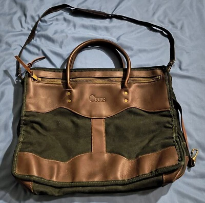 Maletín/bolso mensajero Orvis Forest de cuero de lona verde. Ver descripción. Foto 1 de 4