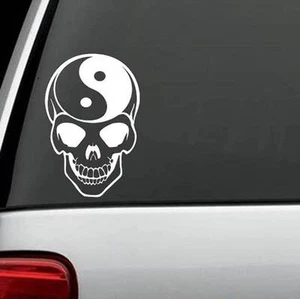 STAMMESSCHÄDEL YIN YANG Aufkleber Vinyl Decal Wanddeko Fensteraufkleber Skelett #4 - Bild 1 von 1