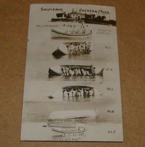 c1910 U.S. Life Savers Capsize Boat Jackson Park Chicago Illinois RPPC IL - Picture 1 of 4