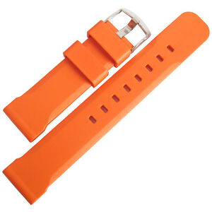 22mm Bonetto Cinturini Model 317 Orange Italian Rubber Dive Watch Band Strap