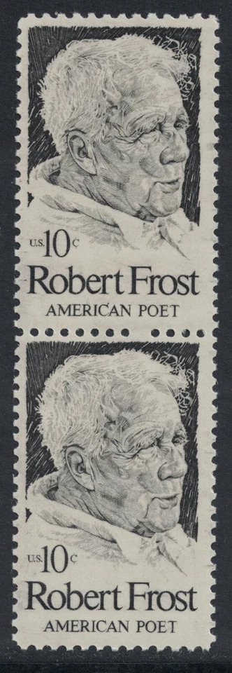 Scott 1526- MNH Pair with Skipped/ Missing Perf Error- 10c Robert Frost- EFO - Image 1 of 1