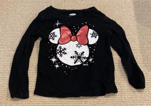 Disney 3T Minnie Mouse Glitter Holiday Shirt Black And White NWOT - Picture 1 of 3