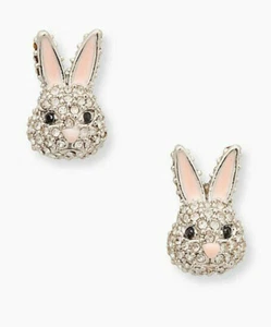 NWT Kate Spade Make Magic Rabbit / Bunny Ears Silver Plate Stud Earrings - Picture 1 of 7