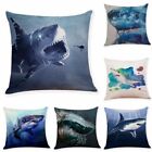 18" Shark Print Cotton Linen Sofa Home Decorative Pillow Case Cushion Cover