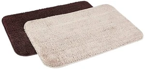 Anti-Slip Microfibre Bathmat Machine-washable (40cm x 60cm) Brown & Grey 2 Pcs - Picture 1 of 5
