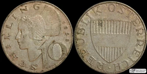1956 Austria, 10 Shillings, Extremely Fine Condition, Silver 0.640, C7378 - Picture 1 of 3