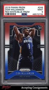 2019-20 Panini Prizm Red White Blue #248 Zion Williamson RC ROOKIE PSA 9 MINT