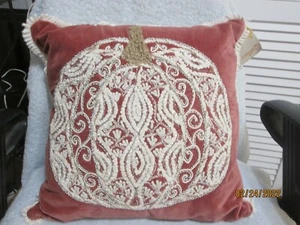 "Almohada decorativa de calabaza con cuentas Acción de Gracias otoño otoño otoño nueva con etiqueta 16"" x 16" - Imagen 1 de 2