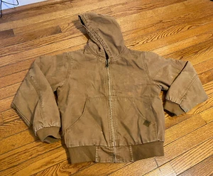 Youth Real Ranch Tan Brown Jacket Size Large Cotton Canvas Hooded - Picture 1 of 5