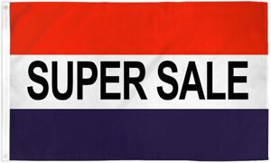 10 x "SUPER SALE" flag 3x5 ft polyester banner sign discount red white blue RWB