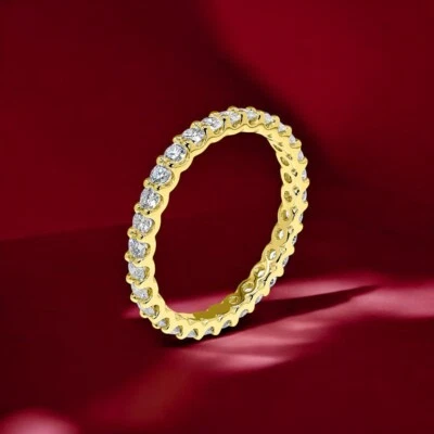 Alianza redonda de diamantes de 2,5 quilates cultivada en laboratorio de eternidad boda amarillo de 14 k todos los tamaños Foto 1 de 4