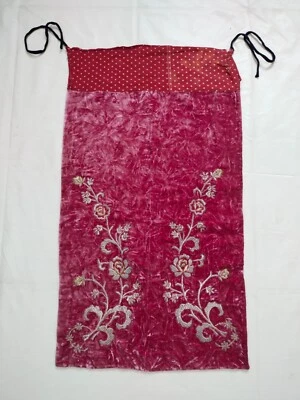 vintage velvet & metallic embroiedry textile embroidered apron needlework t945 - Image 1 of 4