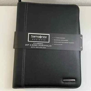 Samsonite Classic Zip 3-Ring Portfolio With Writing Pad and calculator-New - Picture 1 of 7