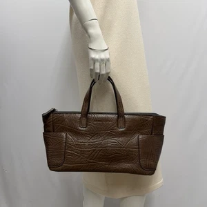 Brunello Cucinelli Leder Handtasche geprägt braun ideal für Alltag oder Reisen - Bild 1 von 13